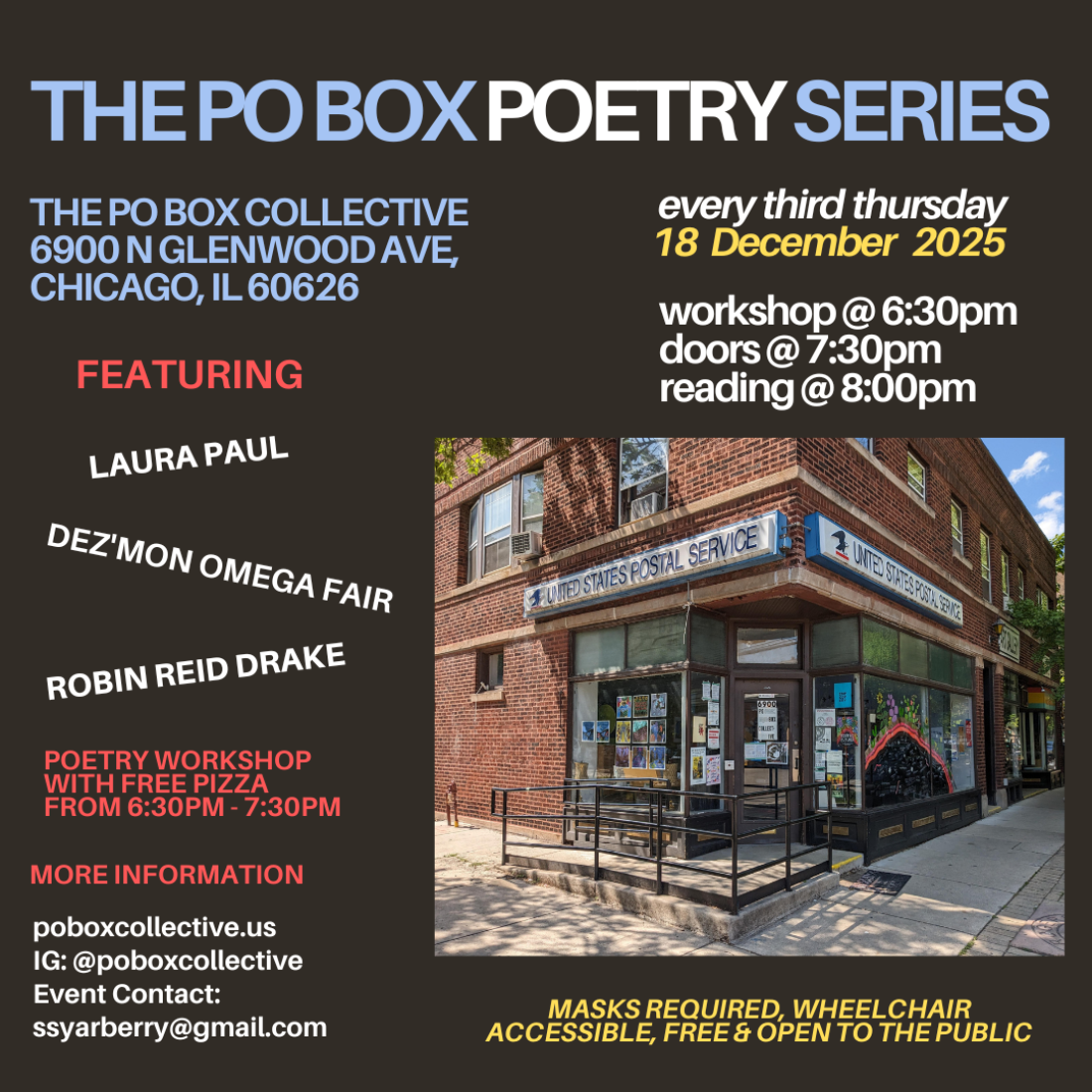 PO Box Poetry Series Reading, Writing Workshop & Potluck