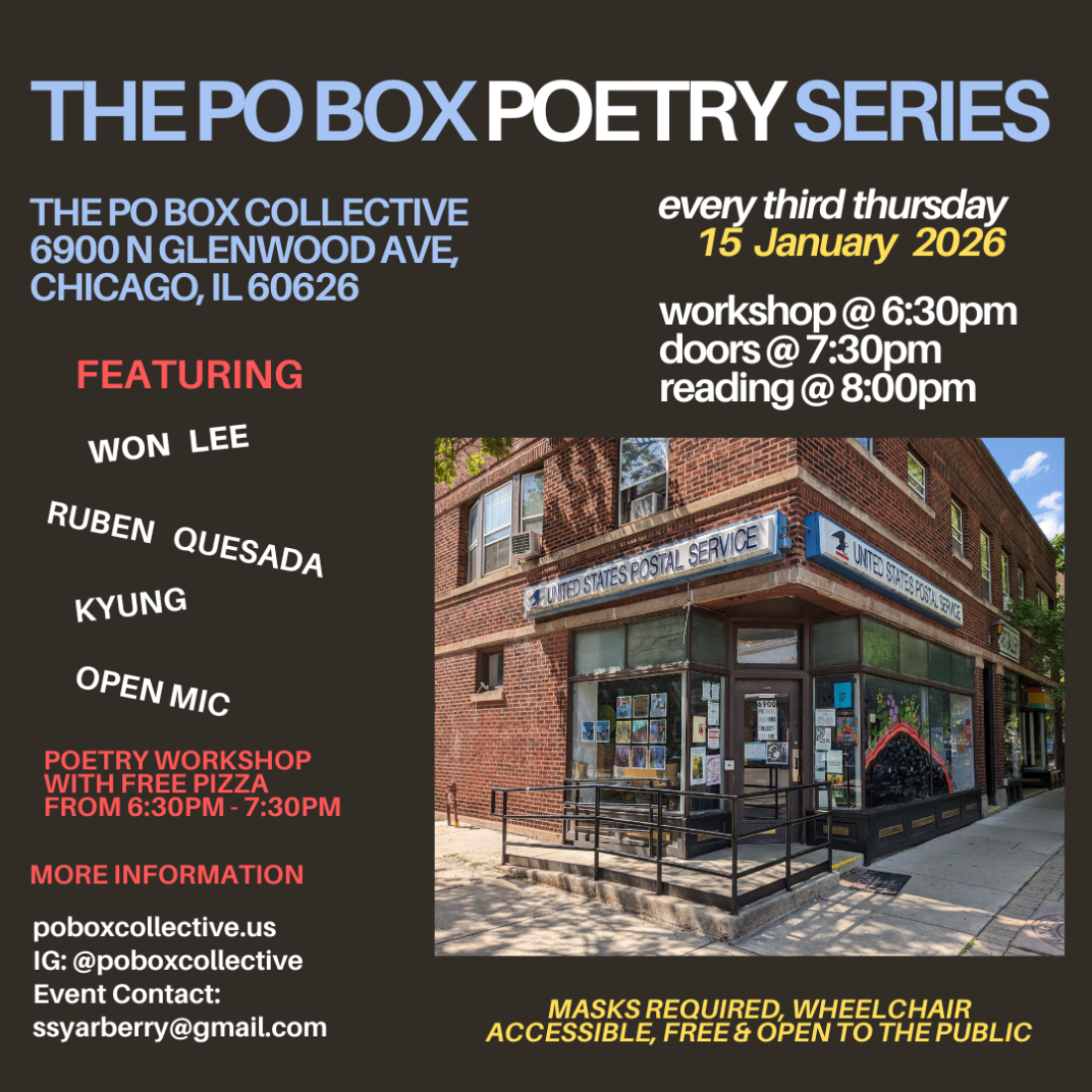PO Box Poetry Series Reading, Writing Workshop & Potluck
