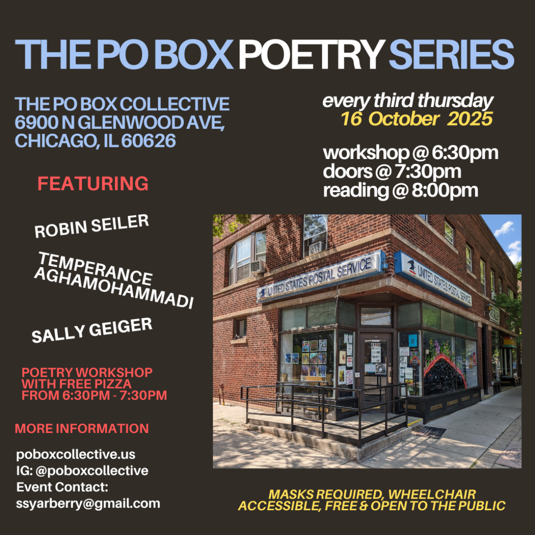PO Box Poetry Series Reading, Writing Workshop & Potluck