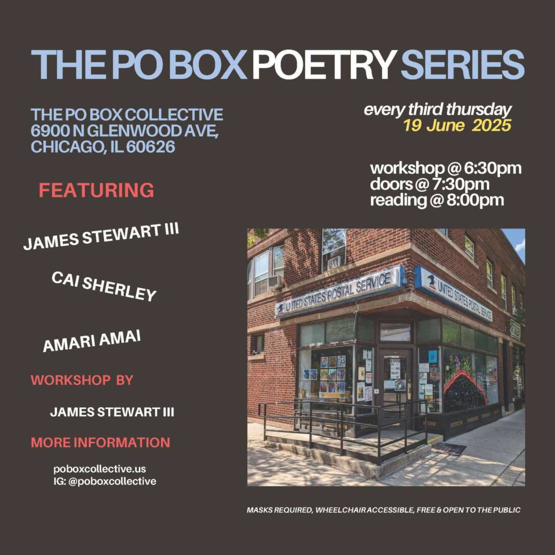 PO Box Poetry Series Reading, Writing Workshop & Potluck
